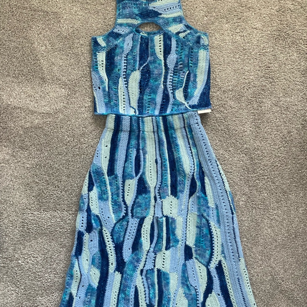 Sea New York Blue Patterned Midi Skirt
